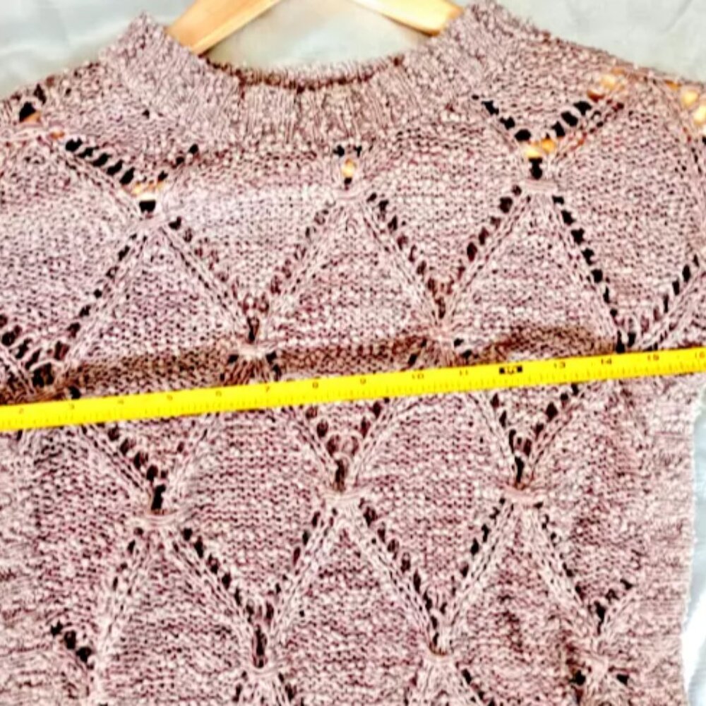 Maurices Sweater Women's Size M Brown Loose Knit Pullover Crew Neck Semi Sheer - Picture 3 of 6